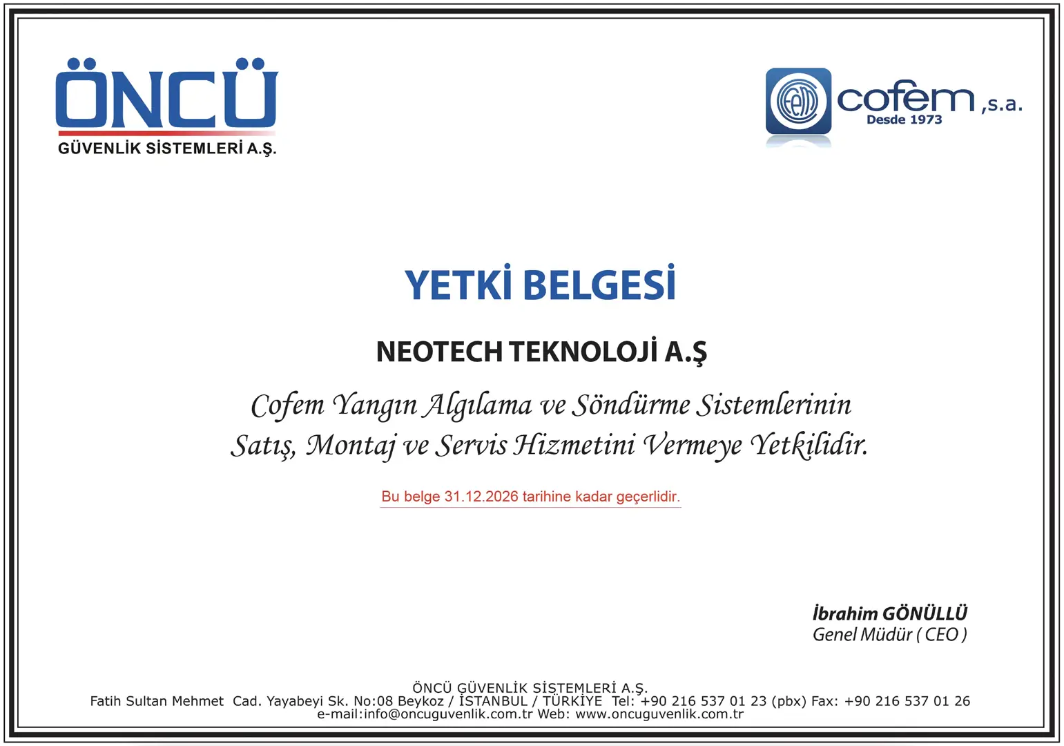 cofem yetki belgesi